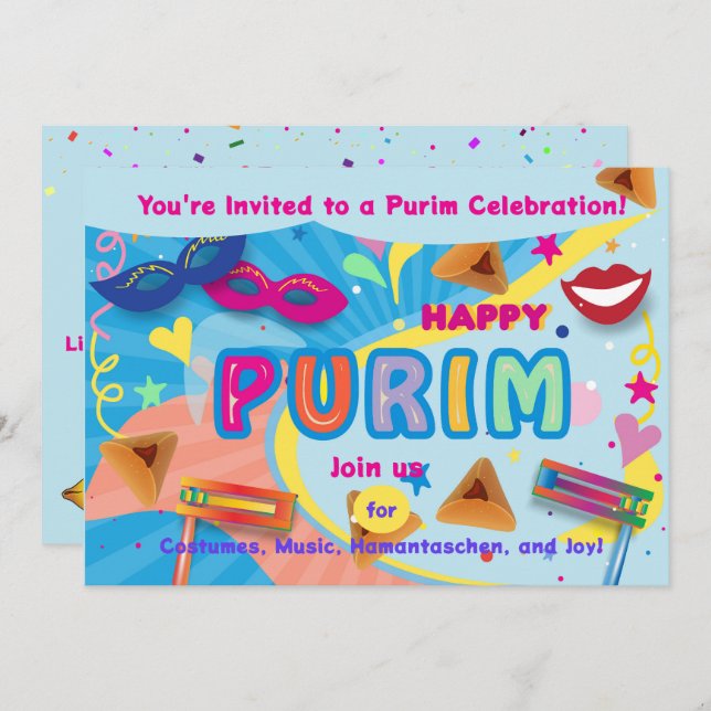 2026 Happy Purim Festival Invitation (Front/Back)