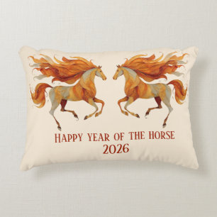 2026 Happy Year of the Horse Design Accent Pillow