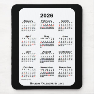 2026 Holiday Two Tone Black Calendar by Janz Mouse Pad