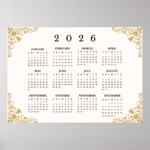 2026 Horizontal Wall Calendar Poster