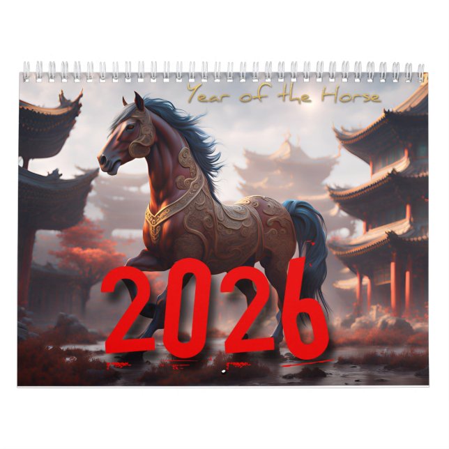2026 Horse Year Chinese Zodiac Animals by IA Cal Calendar (Cover)