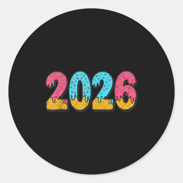 2026 Ice Cream Drip Meme New Year Gen Alpha Slang  Classic Round Sticker (Front)