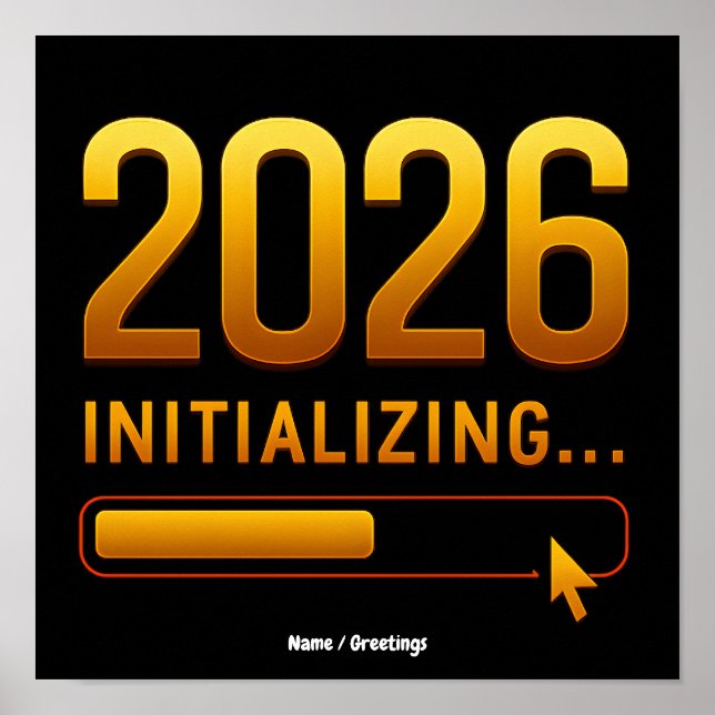 2026 Initializing Futuristic Gold Red Progress  Poster (Front)
