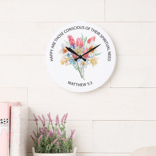 2026 JW Year Text Matthew 5v3 Spring Flowers Large Clock (Creator Uploaded)