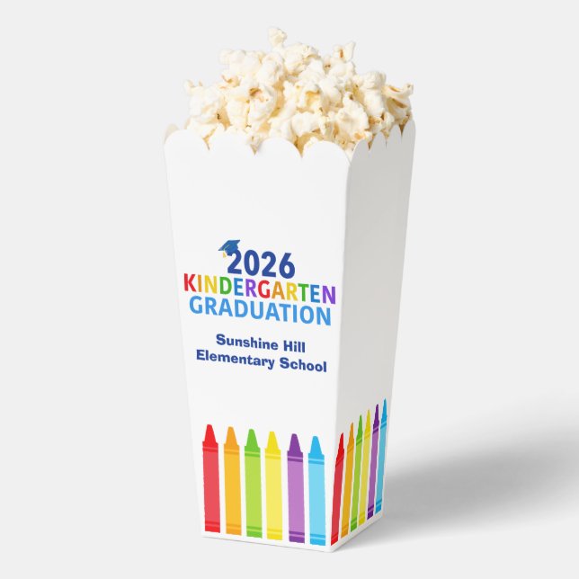2026 Kindergarten Graduation Custom Party Popcorn Favor Box (Popped)