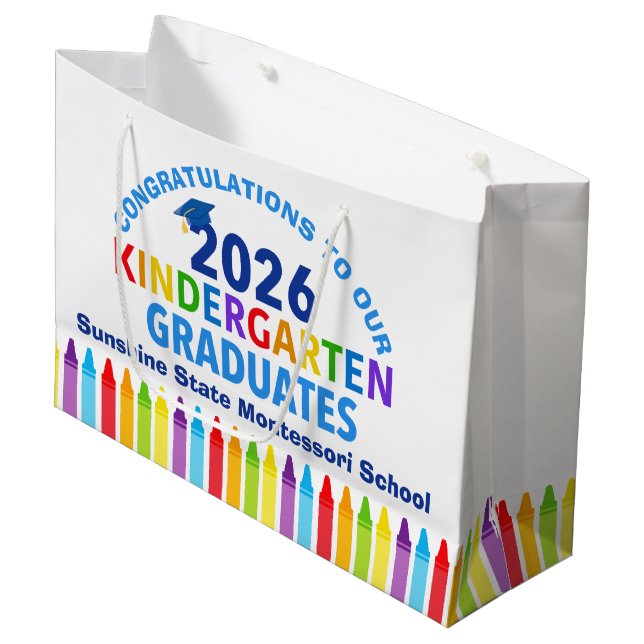 2026 Kindergarten Graduation Custom School Party Large Gift Bag (Front Angled)