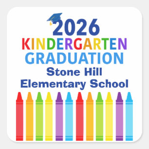 2026 Kindergarten Graduation Custom School Party Square Sticker