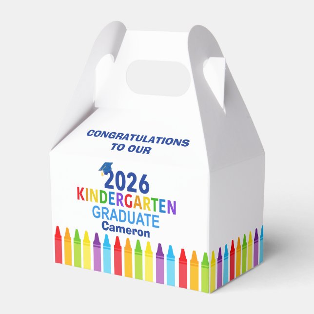 2026 Kindergarten Graduation Party Custom Graduate Favor Box (Front Side)