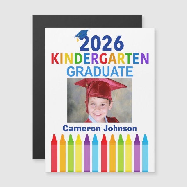 2026 Kindergarten Graduation Photo Magnetic Card (Front/Back)