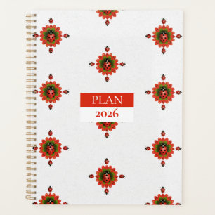 2026 Ladybug Red, White, Green Spiral Planner
