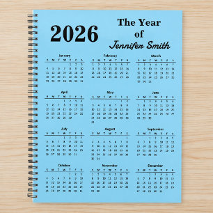 2026 L'année de Nom Personnalisé Planificateur Per