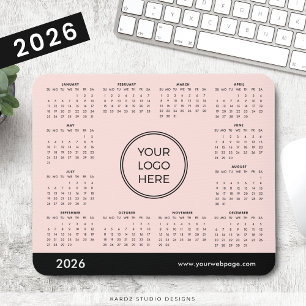 2026 Light Pink Business Logo Calendar Mouse Pad