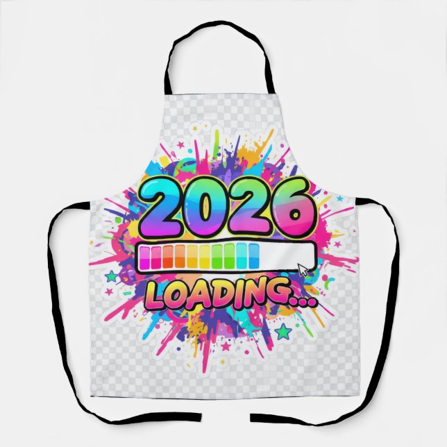 2026 Loading... Progress Bar Sticker Apron (Front)