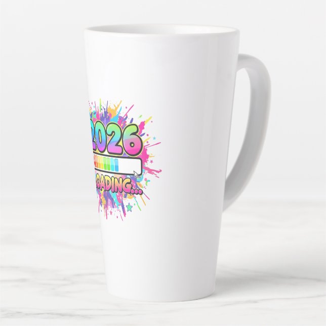 2026 Loading... Progress Bar Sticker Latte Mug (Right Angle)
