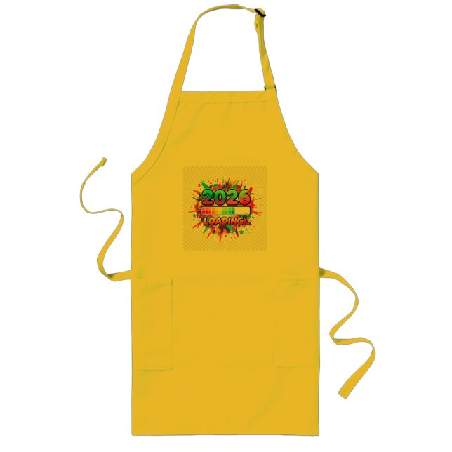 2026 Loading... Progress Bar Sticker Long Apron (Front)