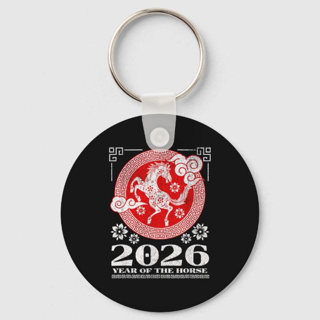 2026 Lunar Chinese New Year Fire Horse  Keychain (Front)