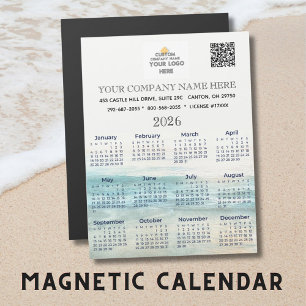 2026 Magnet Calendar Nom commercial Logo Code QR