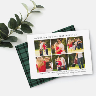 2026 Memories Made Together Green Plaid Collage Holiday Card