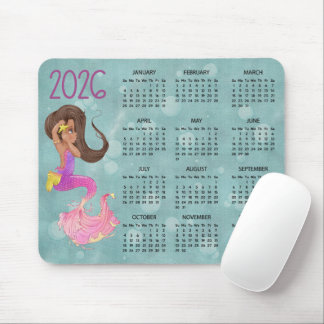 2026 Mermaid Desk Calendar Mouse Pad