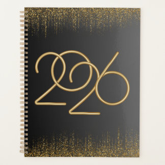 2026 Minimal Black & Gold Planner Cover