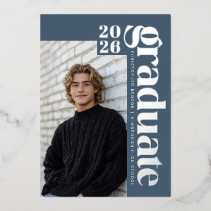 2026 Modern Blue 4 Photo Graduation Silver