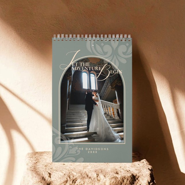 2026 Modern Classic Sage Damask Chic Couple  Calendar (Creator Uploaded)