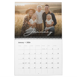 2026 Modern Elegant Script Custom Family Photo Calendar