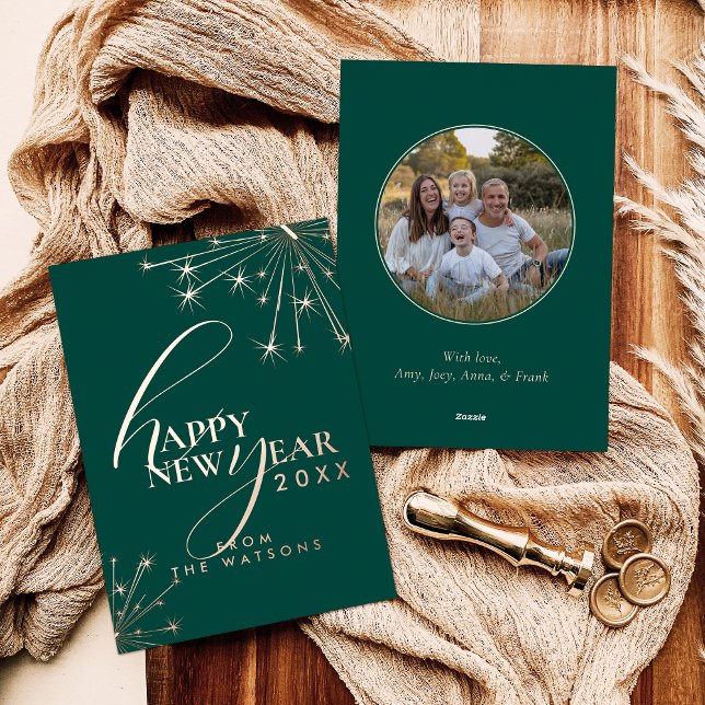 2026 Modern Minimal Photopop Teal Typography Foil Holiday Card (Creator Uploaded)