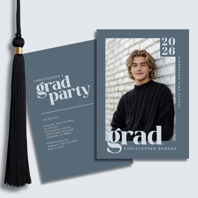 2026 Modern Slate Blue Graduation Party Invitation (Creator Uploaded)
