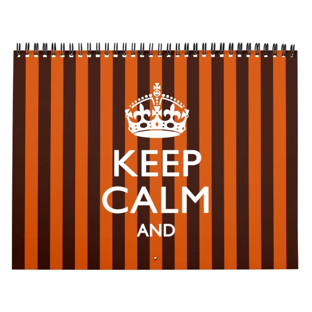 2026 Monthly Personal KEEP CALM Orange Your Text Calendar (Cover)