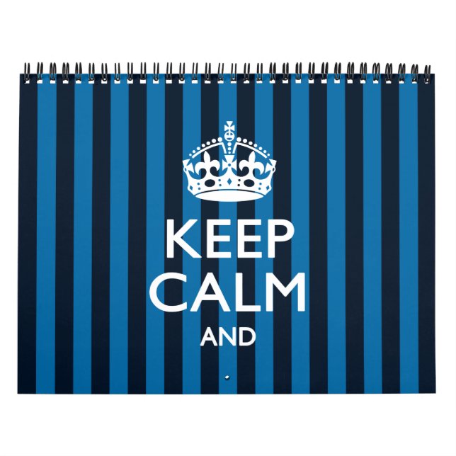 2026 Monthly Personalized KEEP CALM Blue Your Text Calendar (Cover)