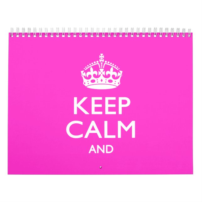 2026 Monthly Pink KEEP CALM AND Your Text Calendar (Cover)