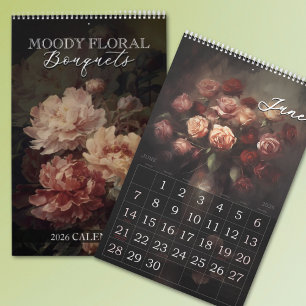 2026 moody floral bouquets calendar