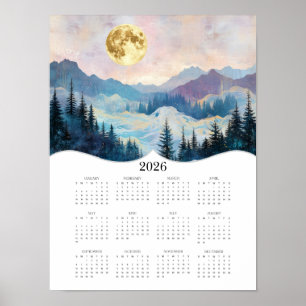 2026 Moon Fantasy Landscape Full Year Calendar Poster
