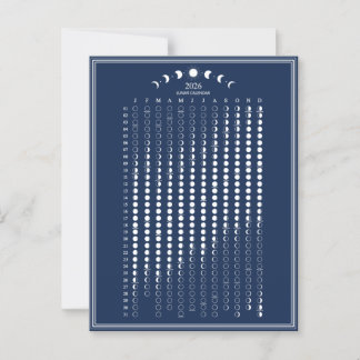 2026 Moon Phase Lunar Cycles Calendar Minimalist Postcard