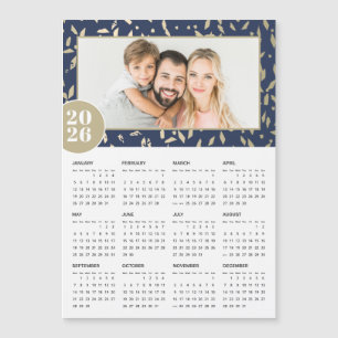 2026 Navy Gold Custom Photo Magnetic Calendar