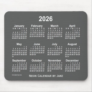 2026 Neon Charcoal Calendar by Janz Mouse Pad