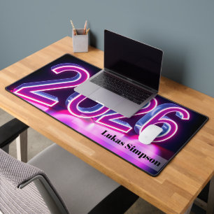 2026 Neon Futuristic Cyberpunk Gaming Desk Mat