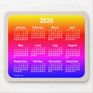 2026 Neon Rainbow Calendar by Janz Two Tone Mouse Pad