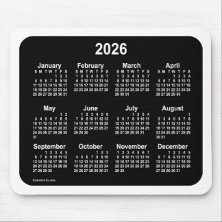 2026 Neon White Calendar by Janz Two Tone Mouse Pad