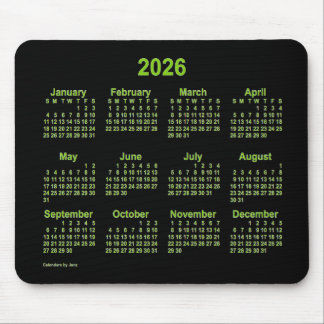 2026 Neon Yellow Green Calendar by Janz Mouse Pad