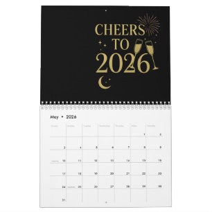 2026 New Year Calendar – Elegant Gold & Black 