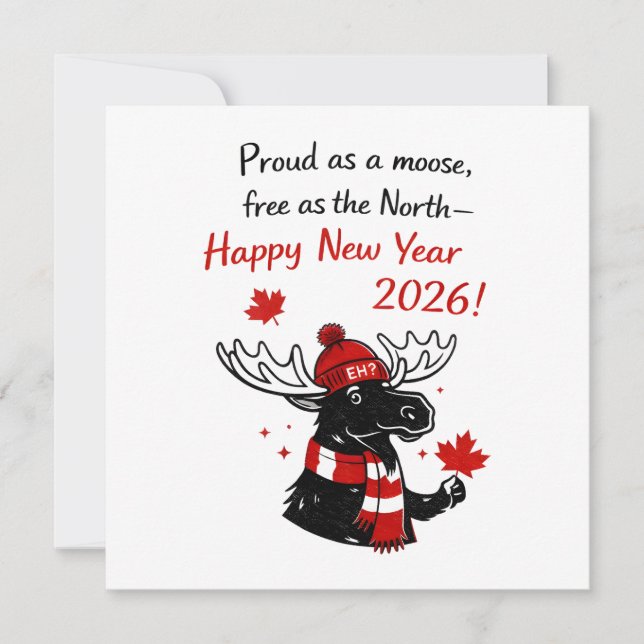 2026 New Year Canada Moose  Holiday Card (Front)