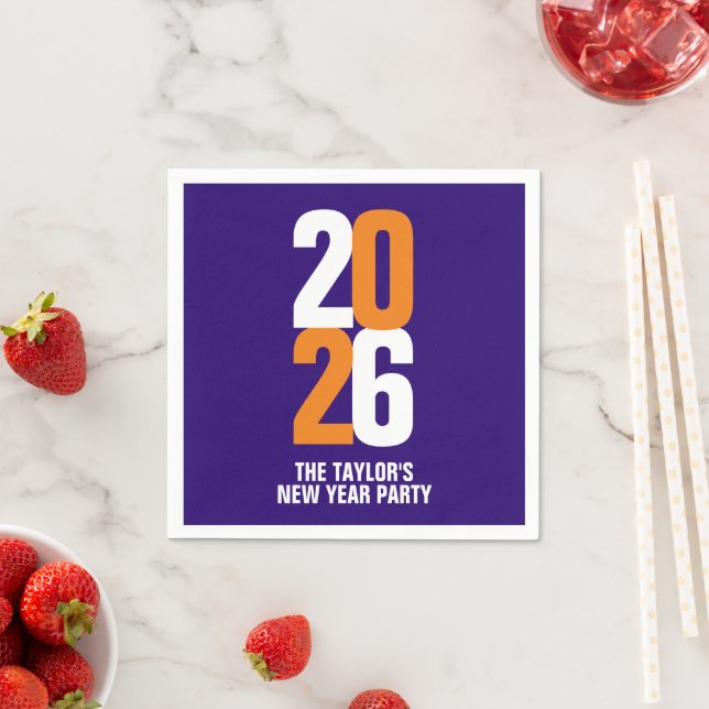 2026 new year event custom orange white dark blue  napkin (Insitu)