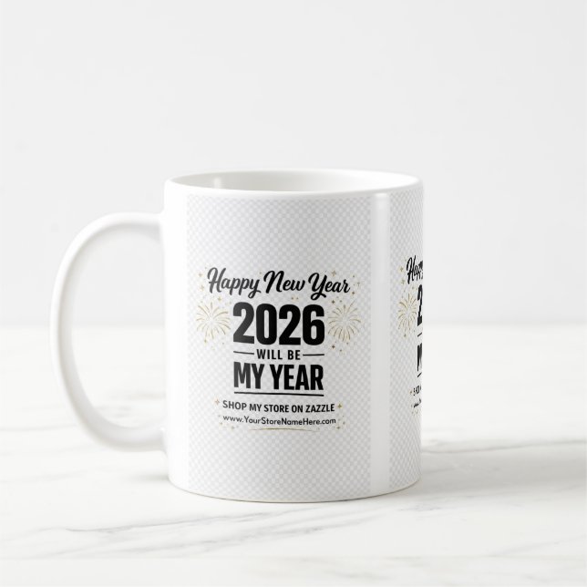 2026 New Year Greeting Card Coffee Mug (Left)