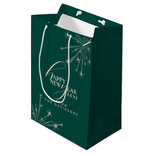 2026 New Year Modern Festive Typography Teal Medium Gift Bag (Front Angled)