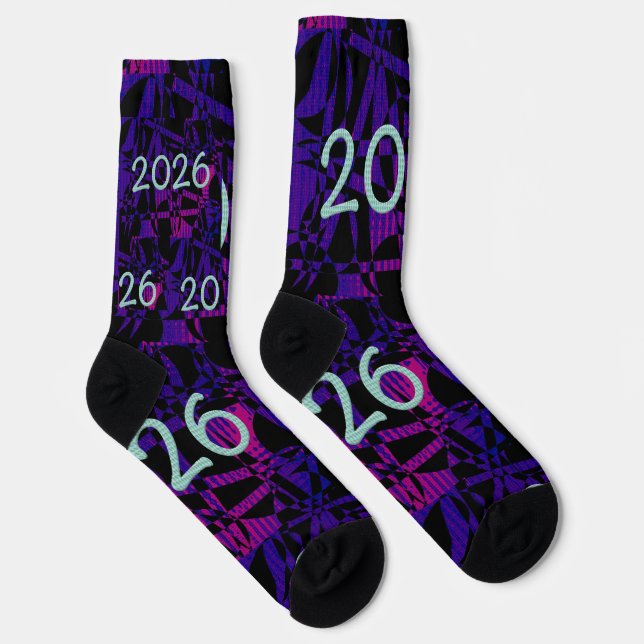 2026 New Year New Years socks purple fun funny (Right)
