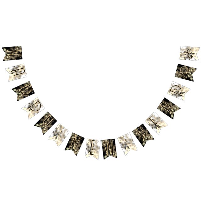 2026 new year with golden bubbles bunting flags (All)