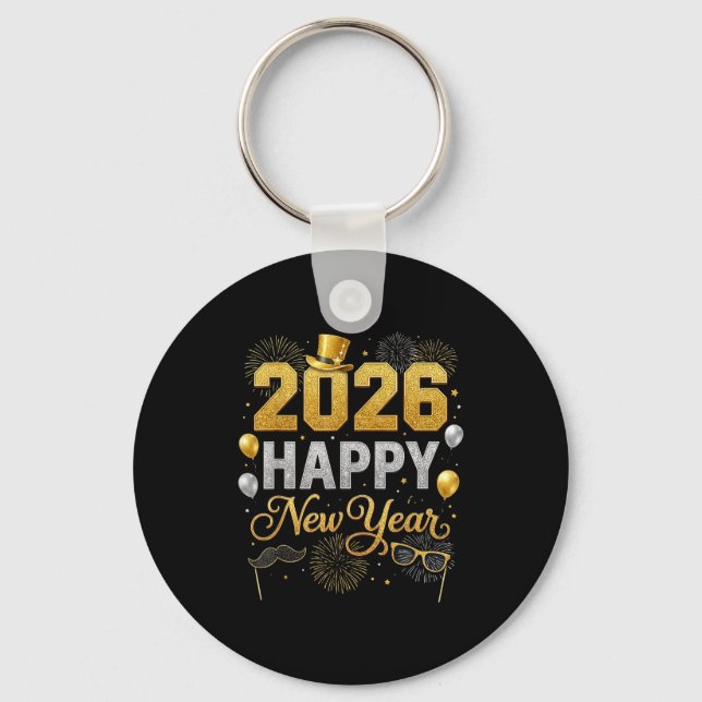 2026 New Years Eve For Womens Men Mom Kids Happy N Keychain (Front)