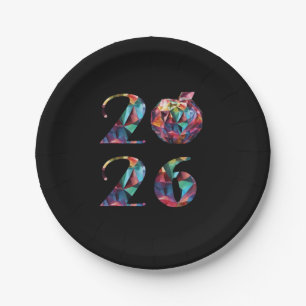 2026 New Year's Eve Party-Colorful Paper Plate